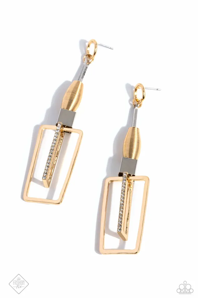 Paparazzi Accessories Earrings Clear the SQUARE Gold