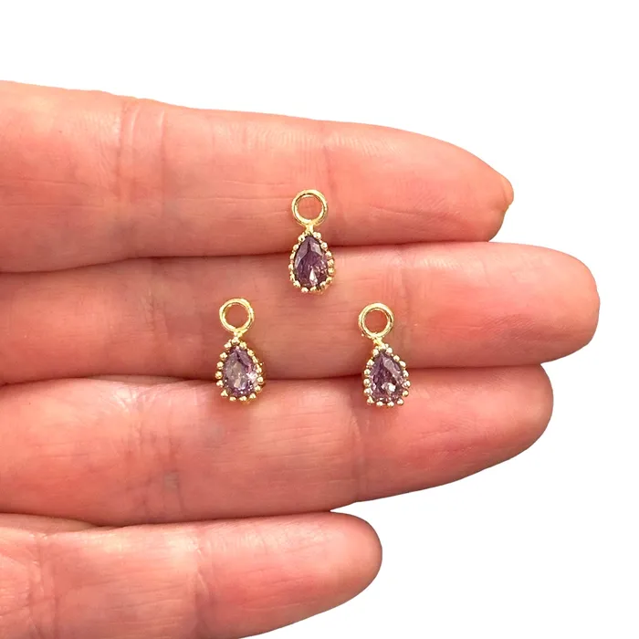 Peppy Beads 24Kt Gold Plated Drop Tourmaline CZ Charms 3 pcs in a pack Earrings Peppy Beads 24Kt Gold Plated Drop Tourmaline CZ Charms 3 pcs in a pack Earrings