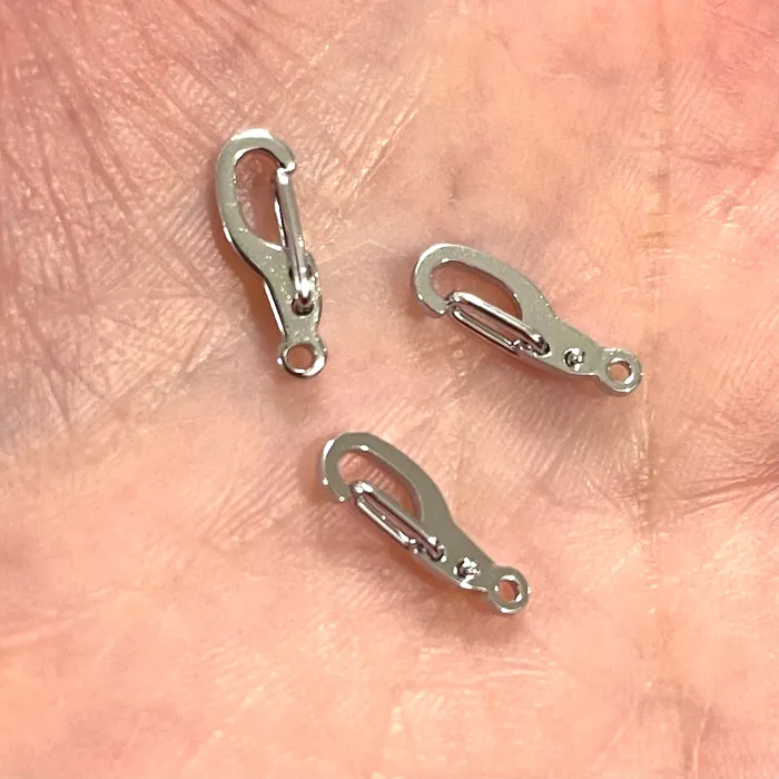 Peppy Beads Earrings Rhodium Plated Lobster Clasps Rhodium Plated Carabiner Clasp 135mm x 45mm 3 pcs in a pack Peppy Beads Earrings Rhodium Plated Lobster Clasps Rhodium Plated Carabiner Clasp 135mm x 45mm 3 pcs in a pack