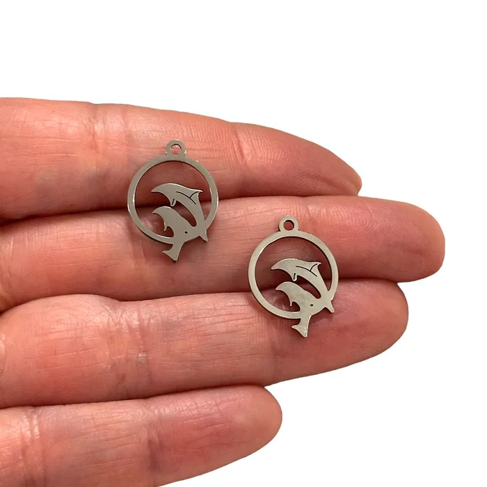 Peppy Beads Earrings Stainless Steel Dolphine Charms 2 pcs in a pack
