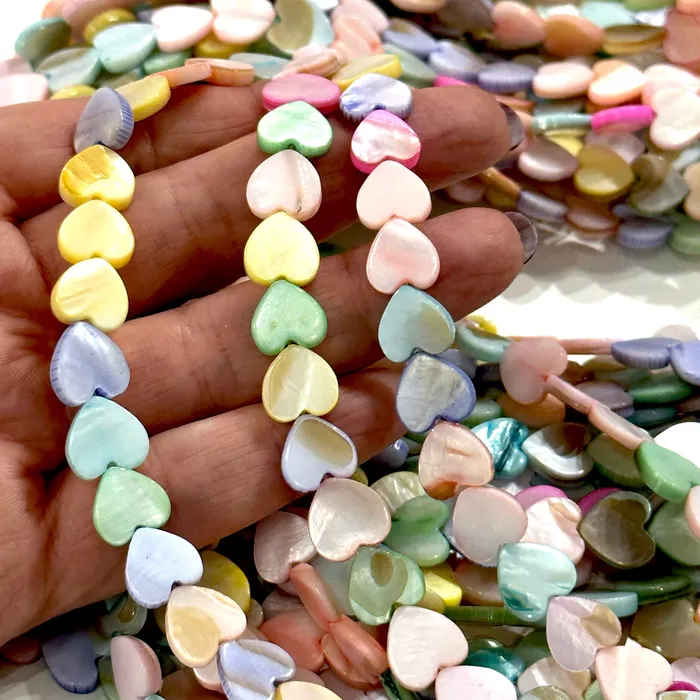 Peppy Beads Necklaces Mother Of Pearl Heart 10mm Beads Pastel Colored Vertical Hole Hearts 40 Beads Strand Peppy Beads Necklaces Mother Of Pearl Heart 10mm Beads Pastel Colored Vertical Hole Hearts 40 Beads Strand