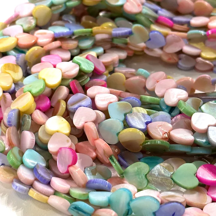 Peppy Beads Necklaces Mother Of Pearl Heart 10mm Beads Pastel Colored Vertical Hole Hearts 40 Beads Strand Peppy Beads Necklaces Mother Of Pearl Heart 10mm Beads Pastel Colored Vertical Hole Hearts 40 Beads Strand