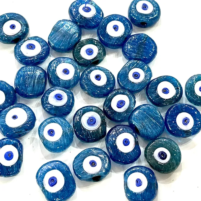 Peppy Beads Necklaces Traditional Turkish Artisan Handmade Glass Teal Blue Evil Eye Beads Large Hole Evil Eye Glass Beads 50 Beads per pack Peppy Beads Necklaces Traditional Turkish Artisan Handmade Glass Teal Blue Evil Eye Beads Large Hole Evil Eye Glass Beads 50 Beads per pack