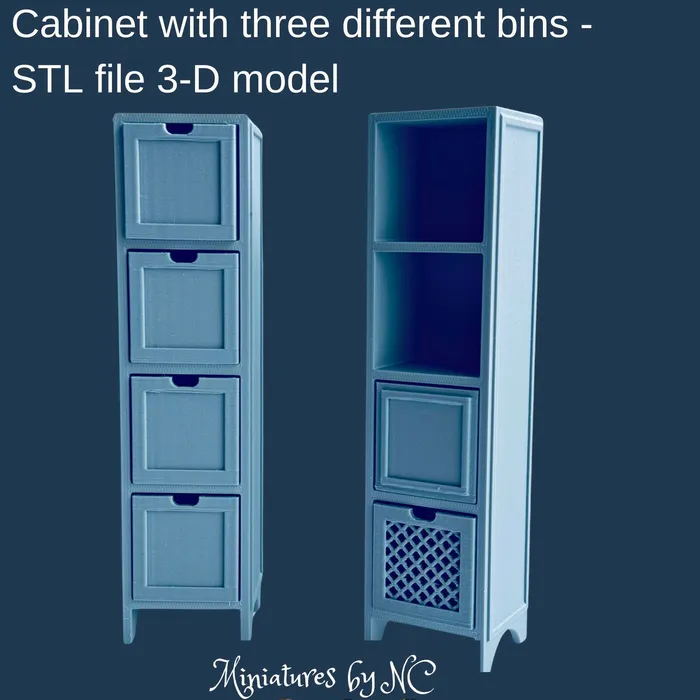 Portraits and Miniatures by NC Necklaces Cabinet with 3 Different Bins STL File 3D Model Portraits and Miniatures by NC Necklaces Cabinet with 3 Different Bins STL File 3D Model