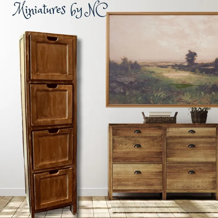 Portraits and Miniatures by NC Necklaces Cabinet with 3 Different Bins STL File 3D Model