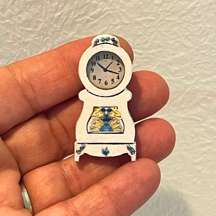 Portraits by NC Earrings Gustavian Mantel Clock OOAK 112 Scale Dollhouse Miniature Portraits by NC Earrings Gustavian Mantel Clock OOAK 112 Scale Dollhouse Miniature