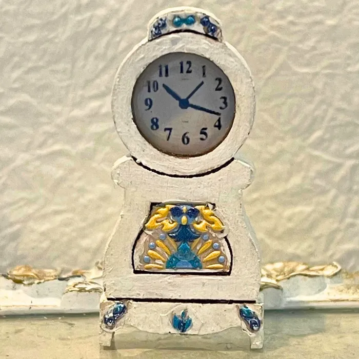 Portraits by NC Earrings Gustavian Mantel Clock OOAK 112 Scale Dollhouse Miniature