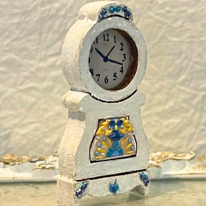 Portraits by NC Earrings Gustavian Mantel Clock OOAK 112 Scale Dollhouse Miniature