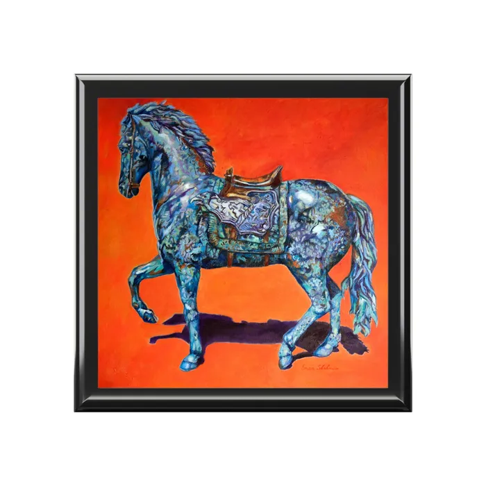 Portraits by NC Earrings KeepsakeJewelry Box Indigo Horse Wood Lacquer Box