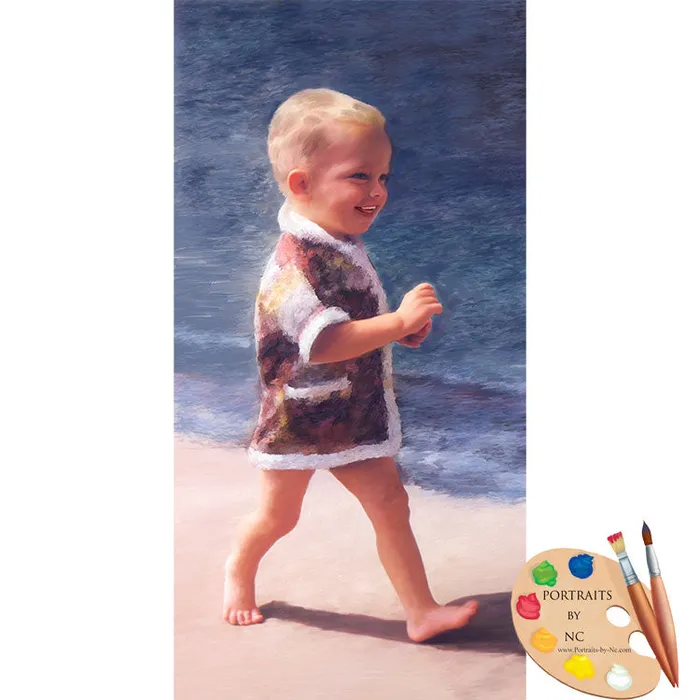 Portraits by NC Earrings Toddler Boy Painted Oil Portrait