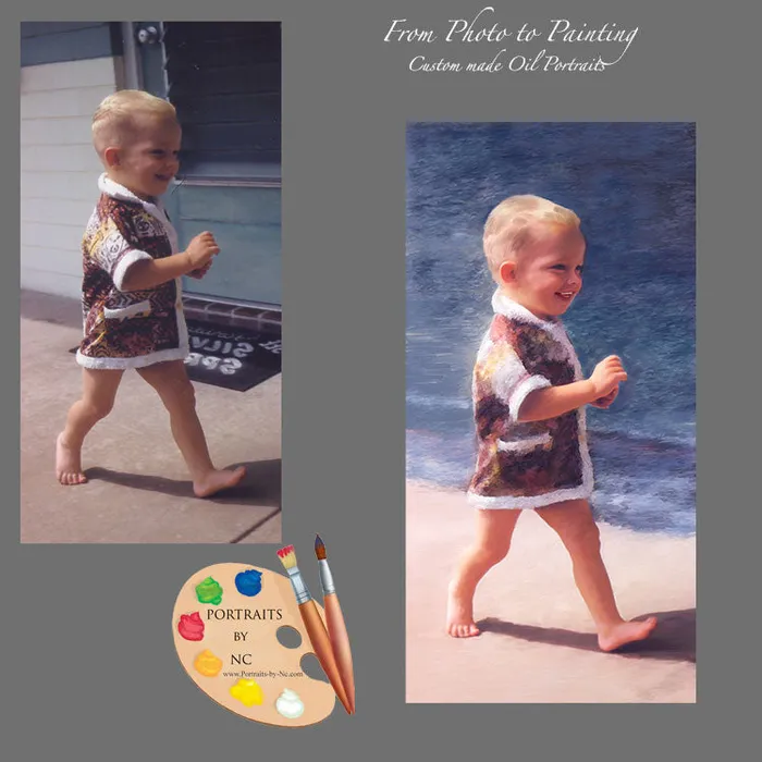 Portraits by NC Earrings Toddler Boy Painted Oil Portrait