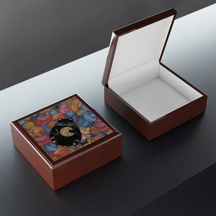 Portraits by NC Necklaces Jewelry Box Cute Cat Playing with Yarn