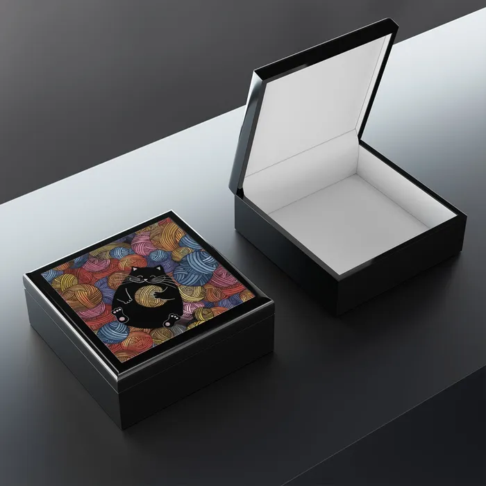 Portraits by NC Necklaces Jewelry Box Cute Cat Playing with Yarn