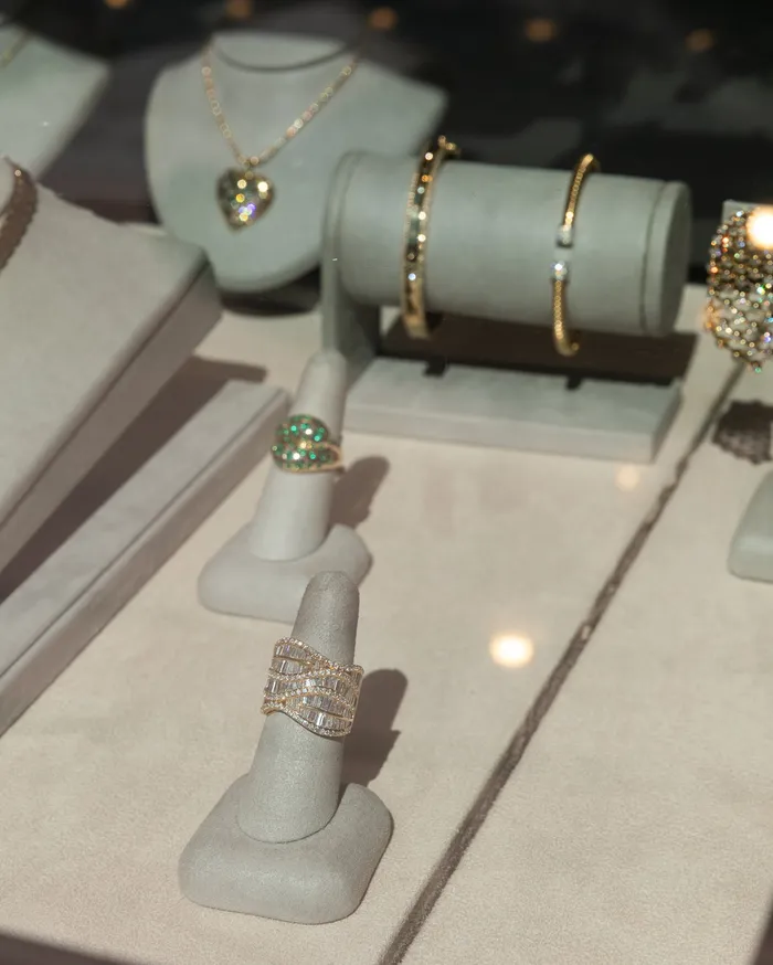 RACHEL LYNN CHICAGO Rings Yellow Gold Diamond Baguette Wave Ring