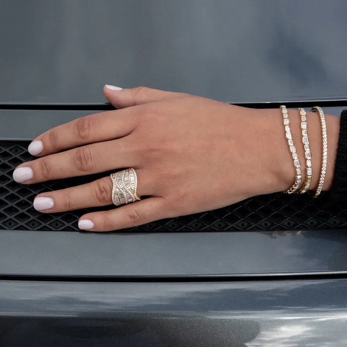 RACHEL LYNN CHICAGO Rings Yellow Gold Diamond Baguette Wave Ring