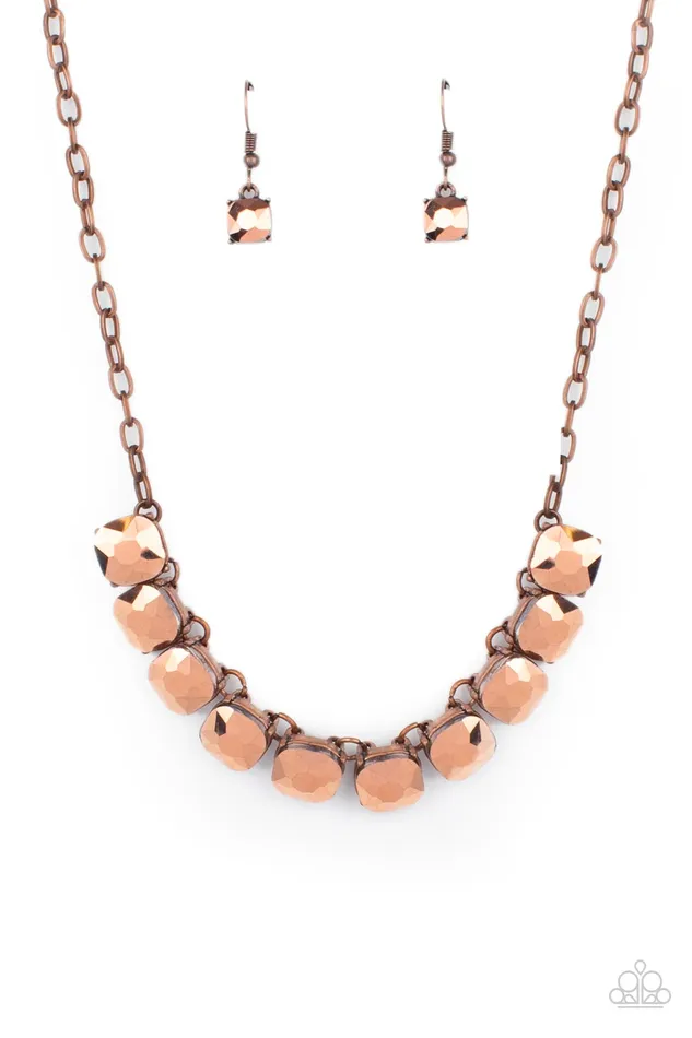 Radiance Squared Copper Paparazzi Accessories Earrings