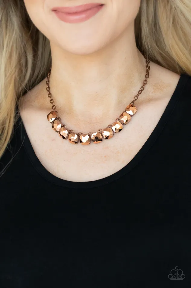 Radiance Squared Copper Paparazzi Accessories Earrings