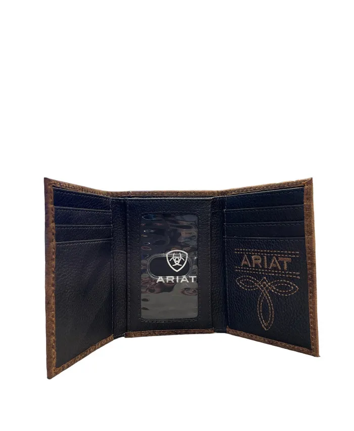 Rings ARIAT TRIFOLD WALLET CROC FLORAL EMBOSSED BROWN M F WESTERN PRODUCTION INC