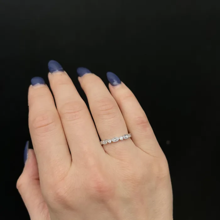 Rings BR Designs 14K White Gold 028 CTW Diamond Band
