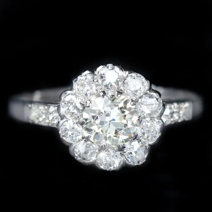 Rings Beneficial Estate Buyers Art Deco Palladium Old Mine Cut Diamond Engagement Ring