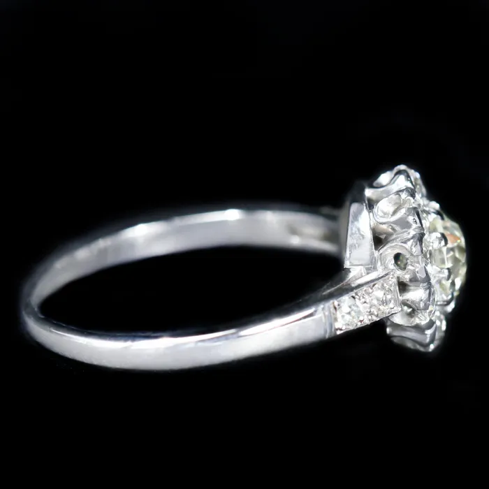 Rings Beneficial Estate Buyers Art Deco Palladium Old Mine Cut Diamond Engagement Ring