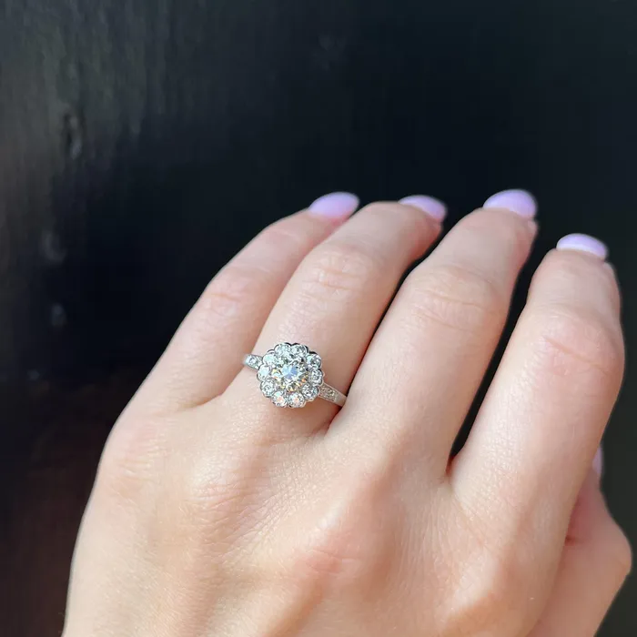 Rings Beneficial Estate Buyers Art Deco Palladium Old Mine Cut Diamond Engagement Ring
