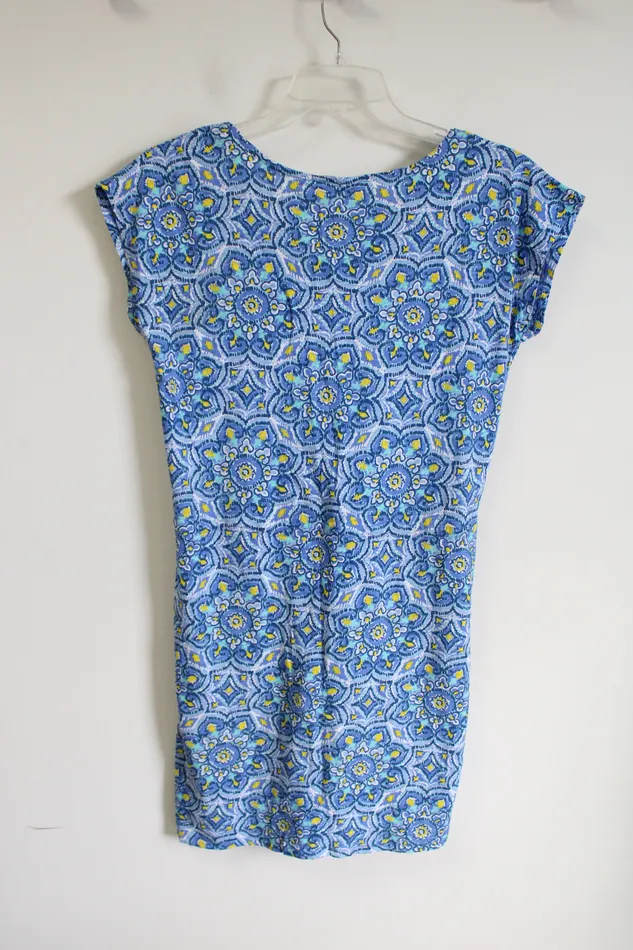 Rings Caribbean Joe Caribbean Joe Blue Yellow Patterned Dress M