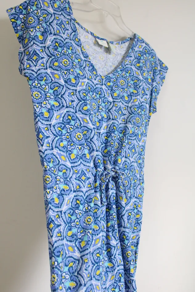 Rings Caribbean Joe Caribbean Joe Blue Yellow Patterned Dress M