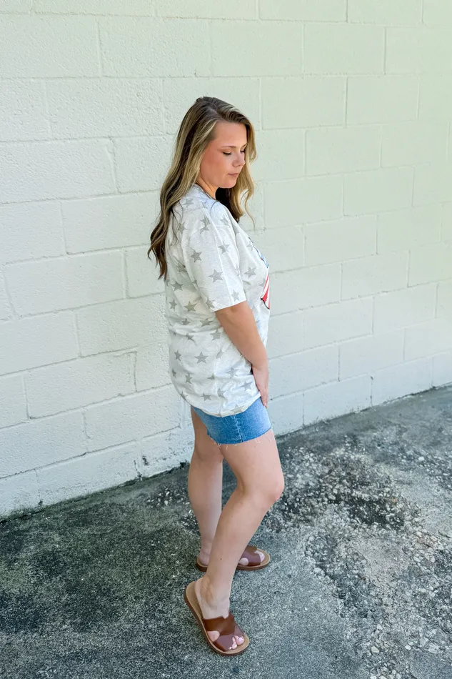 Rings JL Franklins USA Bow Graphic Tee Neutral Stars