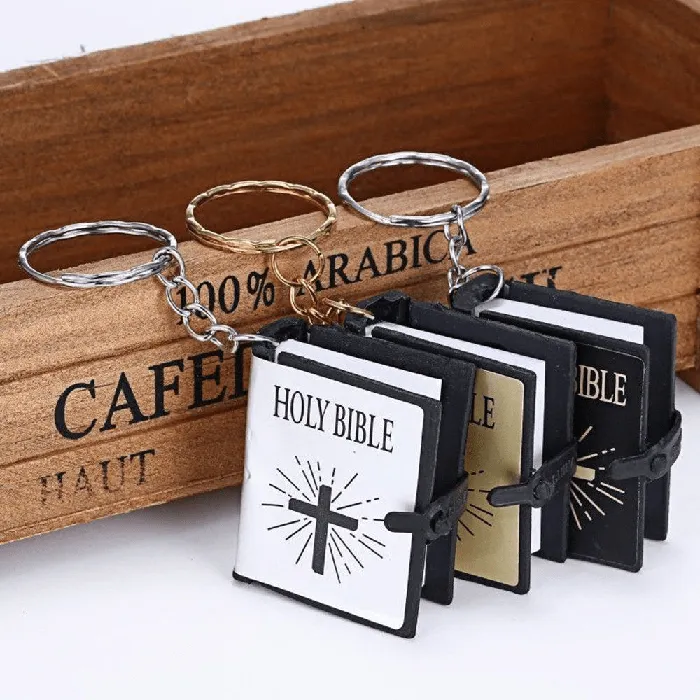 Rings Mini Holy Bible Keyring with Real Paper Lords Guidance