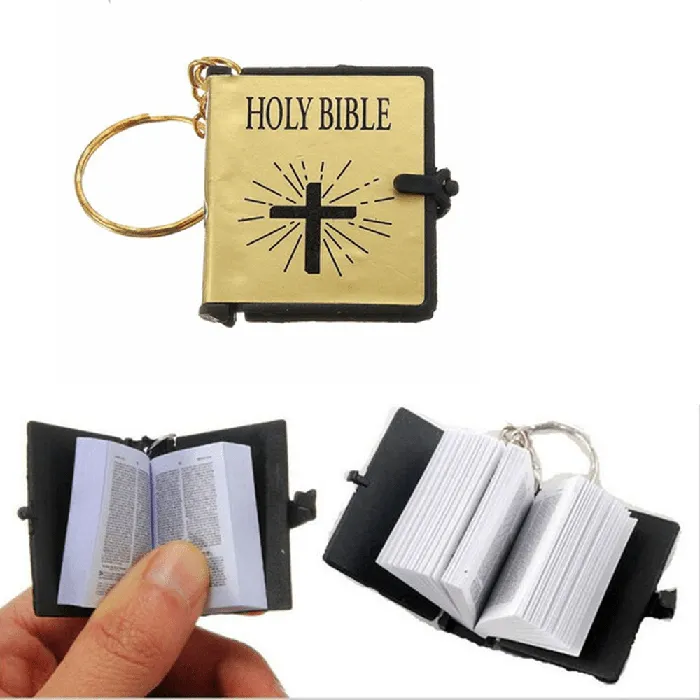 Rings Mini Holy Bible Keyring with Real Paper Lords Guidance