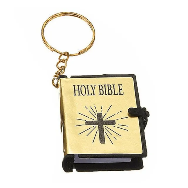 Rings Mini Holy Bible Keyring with Real Paper Lords Guidance
