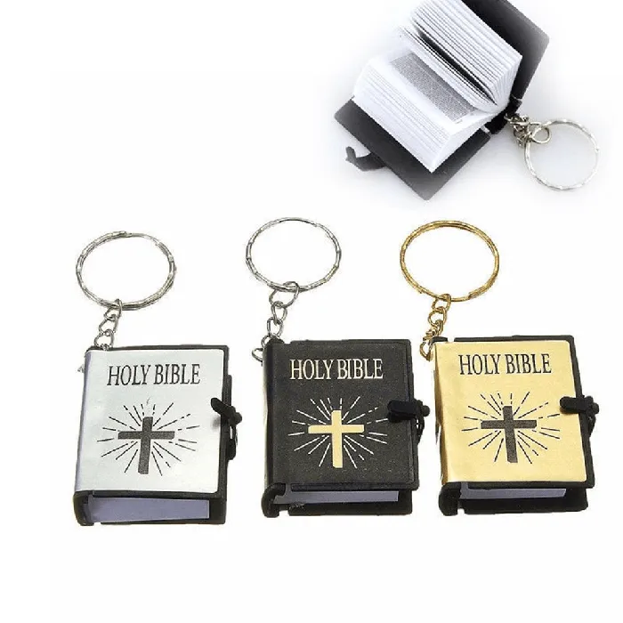 Rings Mini Holy Bible Keyring with Real Paper Lords Guidance