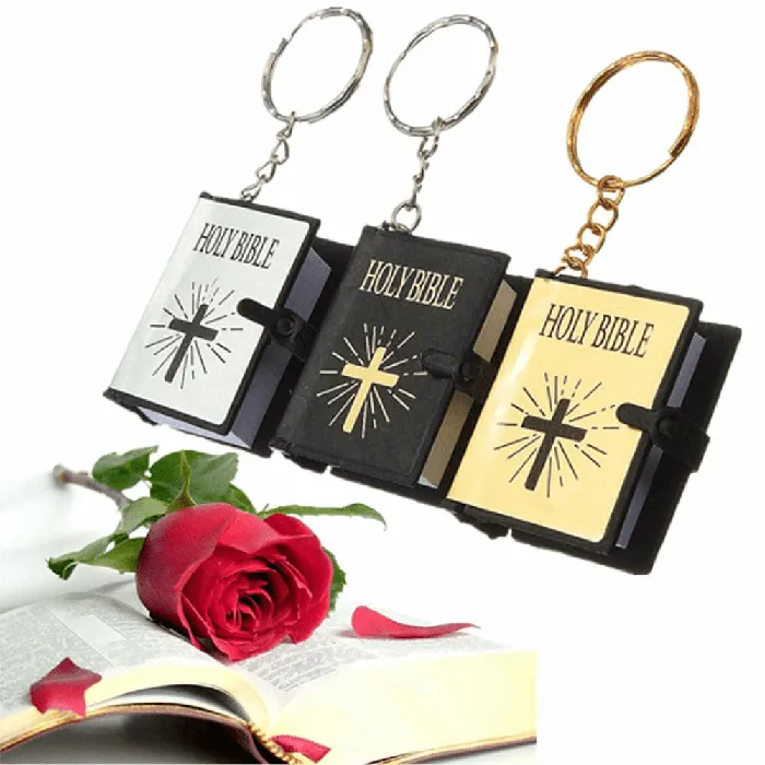Rings Mini Holy Bible Keyring with Real Paper Lords Guidance