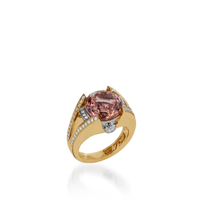 Rings Signature Round Autumn Tourmaline and Diamond Ring John Atencio