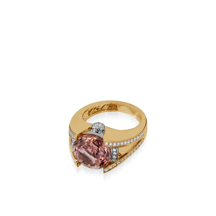 Rings Signature Round Autumn Tourmaline and Diamond Ring John Atencio
