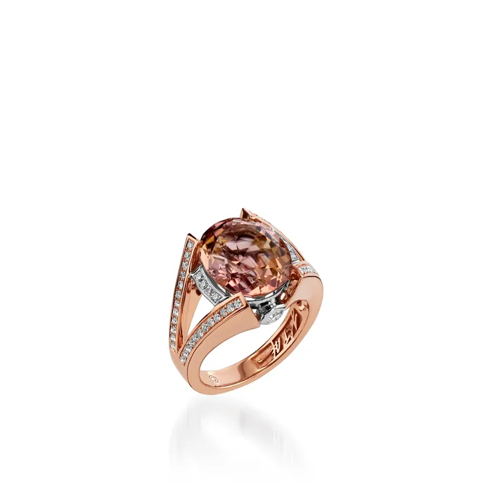 Rings Signature Round Autumn Tourmaline and Diamond Ring John Atencio