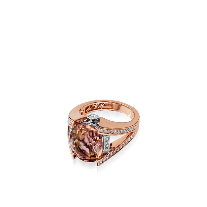 Rings Signature Round Autumn Tourmaline and Diamond Ring John Atencio