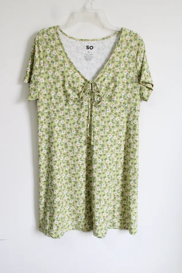 Rings SO SO Green Floral Dress XL