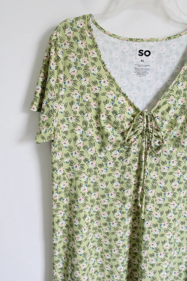 Rings SO SO Green Floral Dress XL