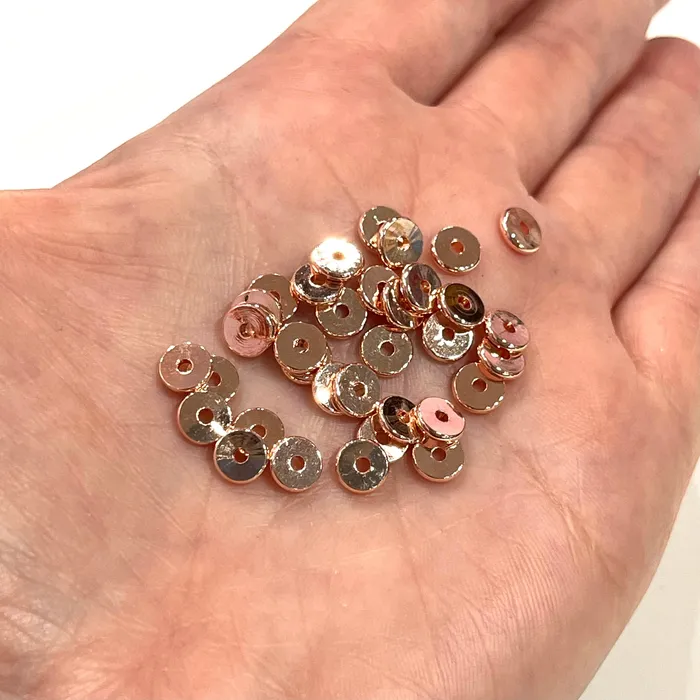 Rose Gold Plated 6mm Rondelle Spacers 20 Pcs in a Pack Peppy Beads Earrings