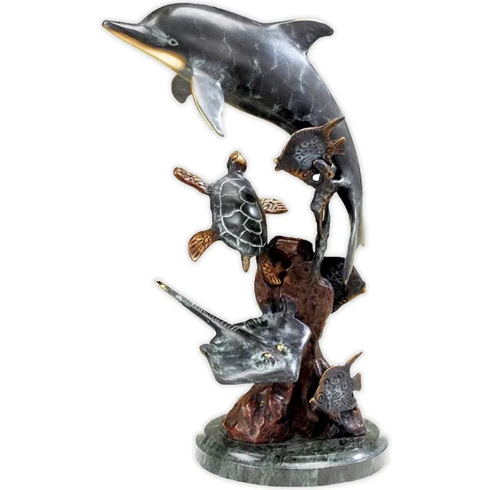 SANPACIFICINTL Undersea Friends Brass Dolphin Sculpture by San Pacific International Earrings