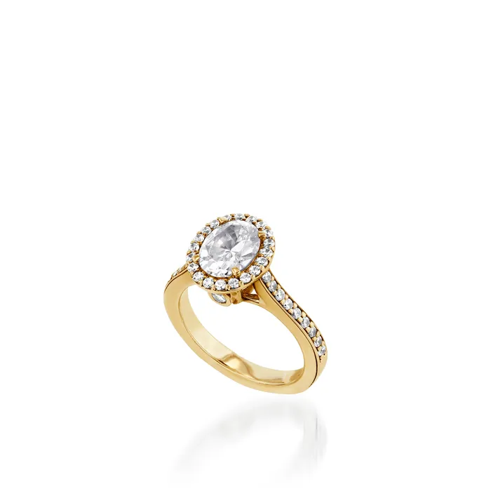 Satin Oval Yellow Gold Engagement Ring John Atencio Rings