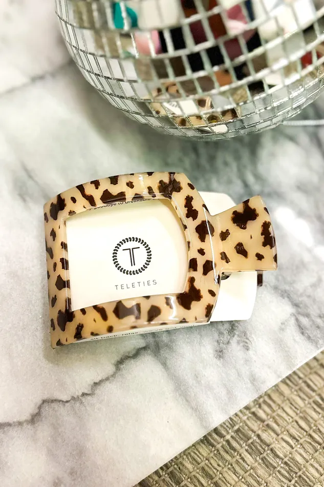 Teleties Faire Earrings Teleties Large Flat Square Clip Blonde Tortoise