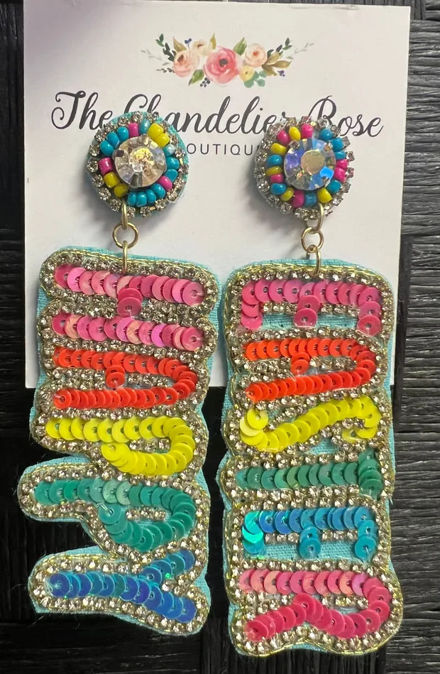 The Chandelier Rose Boutique Earrings HAPPY EASTER EARRINGS SEQUINS EARRINGS