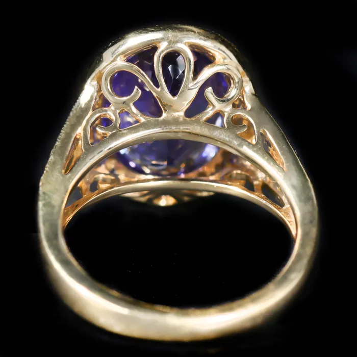 The Gem House Rings 14K Yellow Gold 639 Carat Tanzanite and Diamond Ring