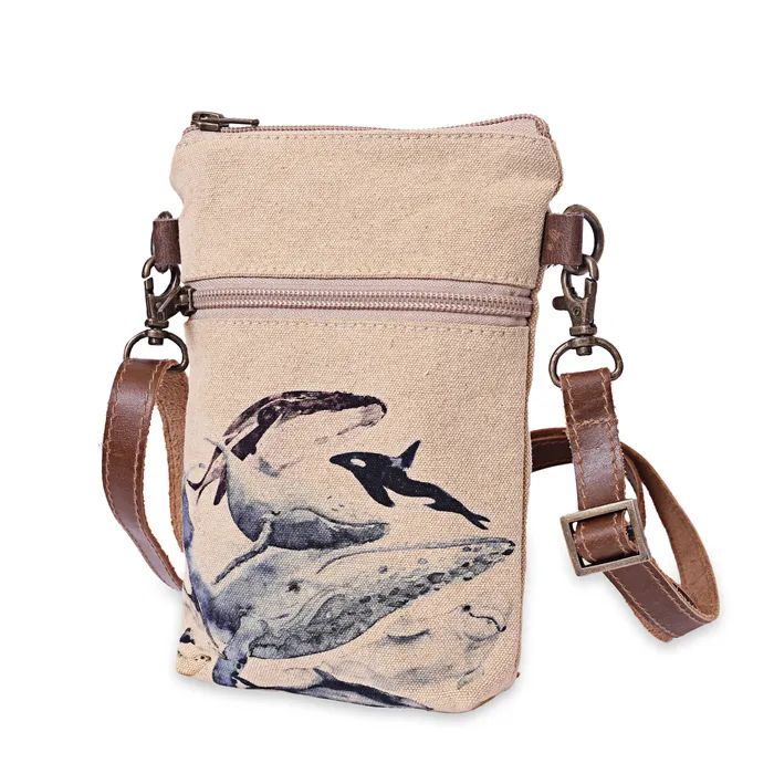 VILLA2INC Necklaces Cott N Curls Ocean Life Whales Slim Cotton Canvas Sling Cellphone Bag VILLA2INC Necklaces Cott N Curls Ocean Life Whales Slim Cotton Canvas Sling Cellphone Bag