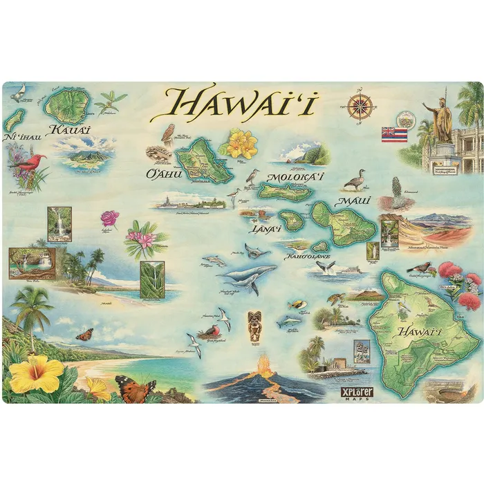 Xplorer Maps Hawaii Map Single Panel Wood Sign XPLORERMAPS Earrings