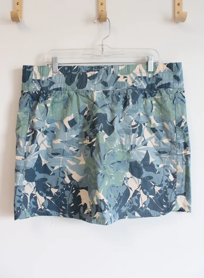 Zuda Rings Zuda Blue Green Leaf Patterned Skort XL