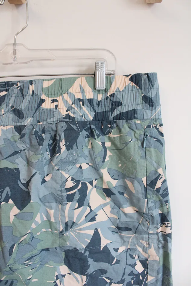 Zuda Rings Zuda Blue Green Leaf Patterned Skort XL